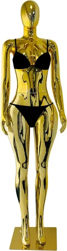 Miniatura 10 de Maniquí femenino de cuerpo completo dorado mate de 70.8 pulgadas, maniquí de exhibición de estilo brasileño con brazos ajustables, soporte de torso