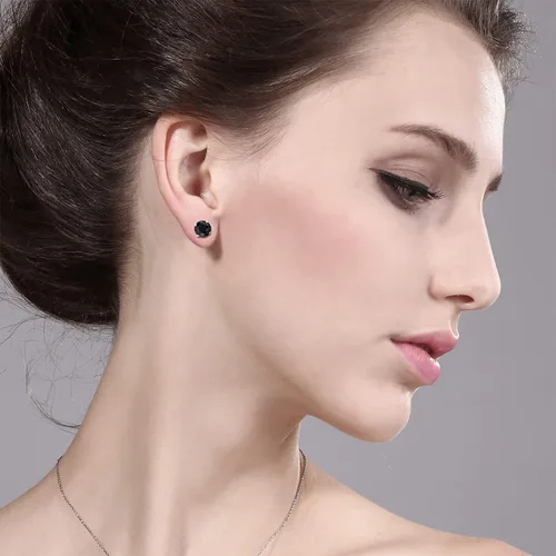 Miniatura 120 de Gem Stone King Aretes redondos de plata de ley 925 con piedra natal de 0.236 in para mujer
