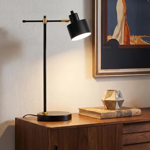 Miniatura 11 de OYEARS Lámpara de escritorio moderna de 22.2 pulgadas, lámpara de mesa de metal con bombilla LED, lámparas de lectura ajustables para sala de estar