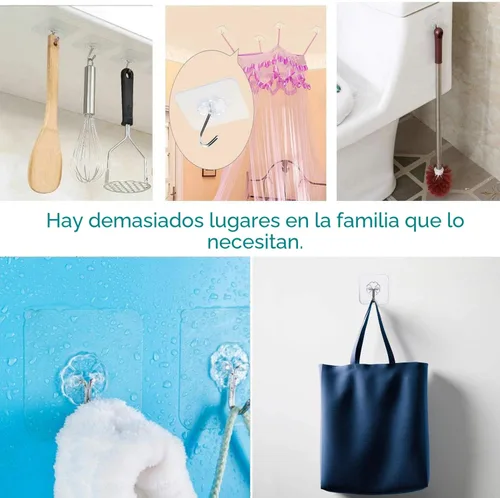 Miniatura 3 de Jwxstore Paquete de 12 ganchos autoadhesivos resistentes, 33 libras máximo, transparentes, impermeables, ganchos de pared adhesivos para llaves