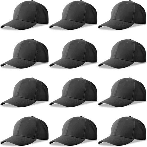 NOBONDO Paquete de 12 gorras de béisbol unisex Mayorista al por mayor en blanco liso ajustable sombreros para hombres y mujeres