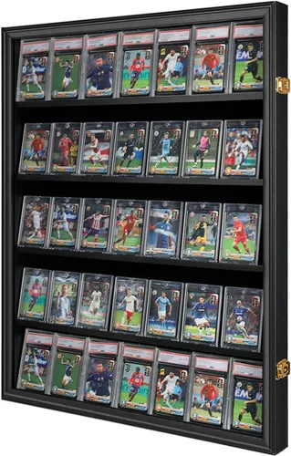 Estuche de exhibición de tarjetas deportivas con 35 grados: marco de exhibición de tarjetas de béisbol con protección UV, vista transparente y