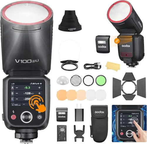 Miniatura 15 de Godox V100-C V100C TTL Flash de cámara para Canon, 100 W con batería y estuche de transporte, velocidad de obturación global, 1/800s HSS, sistema