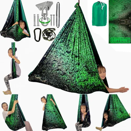 Miniatura 11 de HiCamer Columpio Sensorial de Doble Capa para Niños y Adultos Soporta hasta 300 libras Columpio de Terapia de Abrazo para Interiores y Exteriores