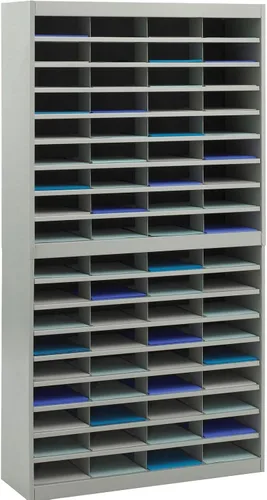 Safco E-Z Stor Organizador de papel, buzón con 72 compartimentos tamaño carta, soporte para archivosrevistas, construcción de acero duradero, gris