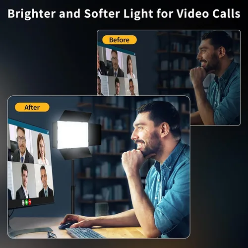 Miniatura 3 de Fotografía Iluminación Cámara Video Luz 20W Kit Traje con Adaptador/Batería 4400mAh Bi-Color Regulable 2500-6500K Led Studio Streaming Foto Shooting