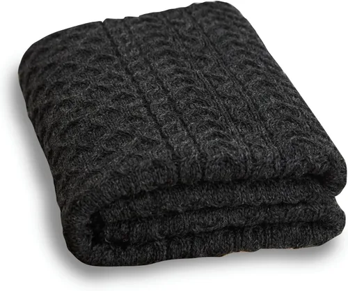 Aran Woollen Mills Manta de lana irlandesa, 100% lana peinada, manta tradicional de punto trenzado Aran, manta irlandesa auténtica hecha en Irlanda,