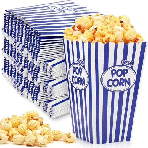 Miniatura 13 de Xinnun Paquete de 100 Cajas de Palomitas de Maíz a Granel de Papel con Rayas Rojas y Blancas, Recipientes Bolsa Desechables a Prueba de Aceite, Rojo