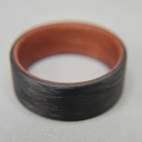 Miniatura 2 de Handmade Ring Band - Men's or Women's Carbon Fiber Ring with Copper Composite Interior, Matte Finish, Flat Black Band, Durable, Waterproof, Sizes