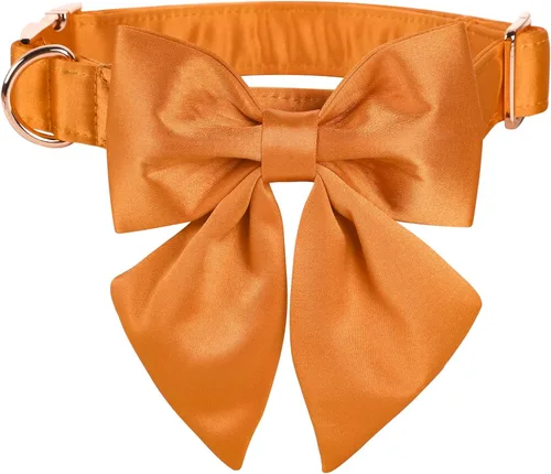 Miniatura 10 de Lionet Paws Collar de perro con pajarita, cómodo collar de seda para perro con pajarita desmontable para perros grandes, cuello de 16 a 24 pulgadas