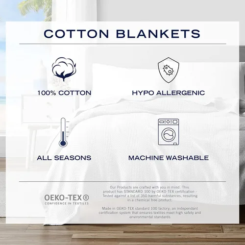 Miniatura 4 de Nautica - Manta tamaño Queen, ropa de cama tejida de algodón texturizado, ideal para cama o sofá, certificado Oeko-Tex (rayas grises)