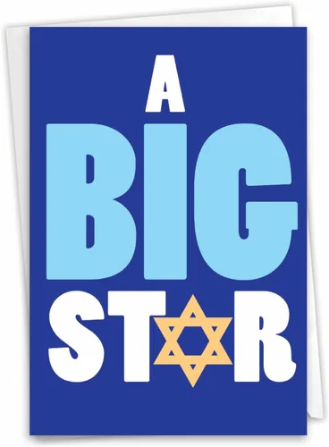 Miniatura 10 de NobleWorks - Divertida tarjeta de felicitación judía del 13º hito Bar Mitzvah con sobre de 5 x 7 pulgadas (1 tarjeta) Tarjeta judía del 13º hito