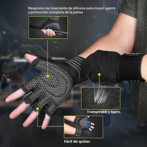 Miniatura 7 de ihuan - Guantes de entrenamiento con ventilación, unisex, protección completa de la palma de la mano; para levantamiento de pesas, entrenamiento