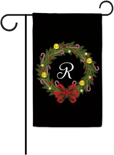 Miniatura 57 de Bandera de bienvenida con monograma de Feliz Navidad, letra A, bandera de jardín, 12.5 x 18 pulgadas, impresión de doble cara para exteriores