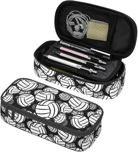 Miniatura 13 de Estuche de lápices con textura de pelota de fútbol americano, bolsa de almacenamiento de gran capacidad, bolsas de papelería con cremallera, soporte