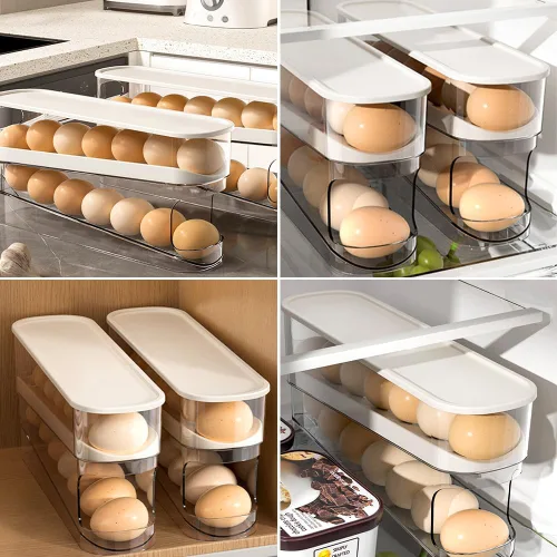 Miniatura 6 de ROWPOZ 2025 Nuevo Soporte para Huevos para Refrigerador, Organizador de Huevos para Refrigerador Desplazamiento Automático Estante para Huevos