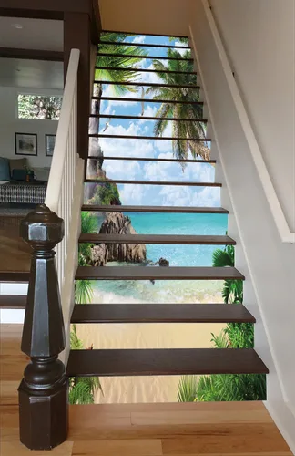Miniatura 3 de artfanke 13 piezas Calcomanías de Árbol de Coco Despegar y Pegar - Calcomanías Autoadhesivas de Palmera para Contrahuella de Escalera - Calcomanías