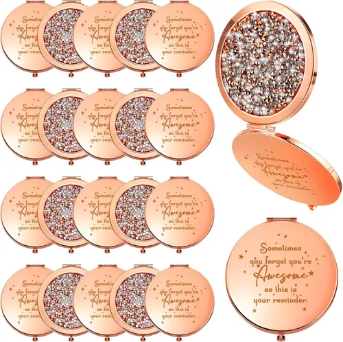 Miniatura 9 de Roowest 10 piezas de espejo compacto de regalos para mujeres, Sometimes You Forget Your Awesome Bulk Apreciation Party Favores para empleados, Oro