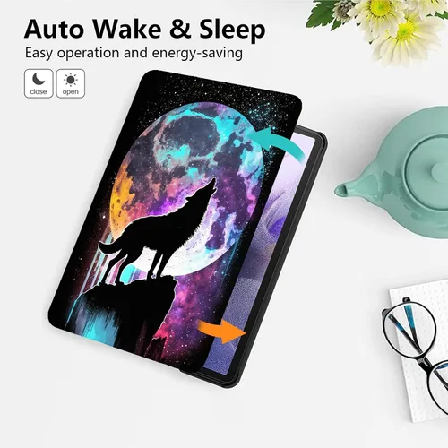 Miniatura 120 de Funda para tablet Fire 7 (12ª generación, versión 2022), delgada, a prueba de golpes, delgada, de piel sintética, con función de apagado/encendido