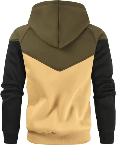 Miniatura 3 de Sudadera con capucha de forro polar de peso medio para hombre, casual, bloque de color, con bolsillos