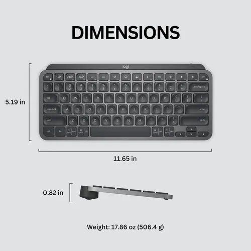 Miniatura 4 de Logitech MX Keys Mini - Teclado minimalista, iluminado, inalámbrico, compacto, con Bluetooth, retroiluminación, USB-C, compatible con Apple macOS