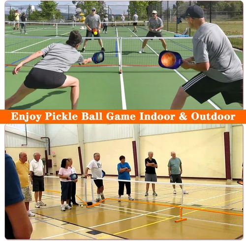 Miniatura 8 de Portable Pickleball Net Set, 22FT Regularion Size Pickle Ball Net with Paddles Set, Outdoor Pickleballs and Carry Bag, Easy Setup for Indoor, Naranja