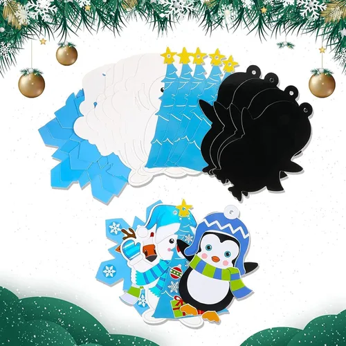 Miniatura 7 de Civaner 24 juegos de manualidades de Navidad para niños, arte y manualidades de Navidad, kit de adornos para árbol de Navidad, haz tus propios