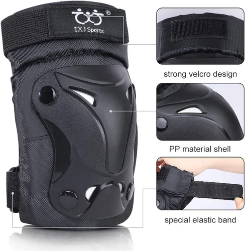 Miniatura 3 de Rodilleras y coderas para niños y jóvenes con protectores de muñeca, equipo de protección para patinaje, patinaje, ciclismo, scooter y deportes