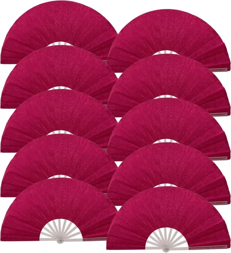 Miniatura 15 de 10 ventiladores plegables grandes de mano para hombres y mujeres, abanicos decorativos plegables, accesorios rave, utilizado para bailes, fiestas