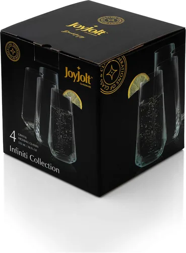 Miniatura 5 de JoyJolt Infiniti Highball - Juego de 4 vasos de cóctel de 18 onzas, juego de cristalería, cristal de alta calidad, diseño moderno y práctico, vasos