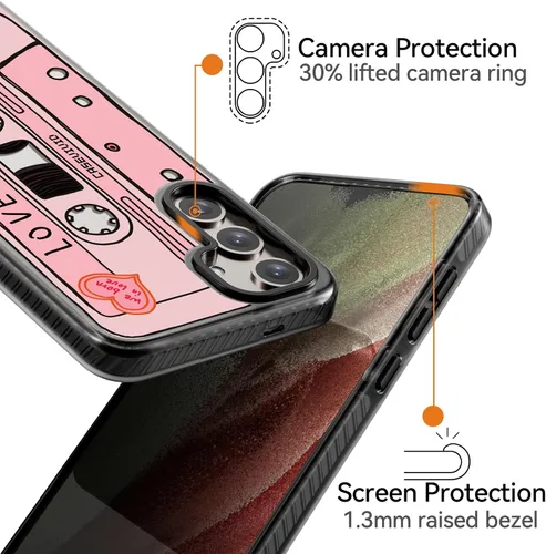 Miniatura 3 de Rosarnnah Funda compatible con Samsung Galaxy S24, bonita estética, duradera, a prueba de golpes, 6.6 pies, con diseño divertido de cinta de casete