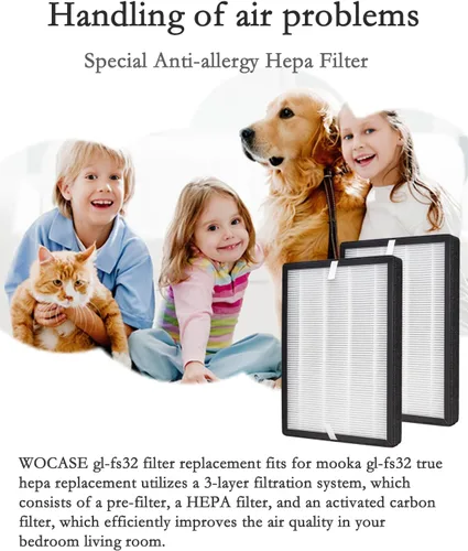Miniatura 5 de Paquete de 2 filtros de repuesto GL-FS32, filtración 3 en 1 H13 True HEPA compatible con MOOKA®/KOIOS® GL-FS32 y purificador de aire Azeus® GL-FS32