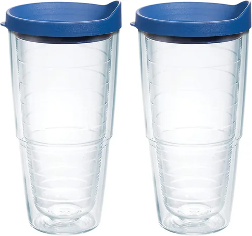 Miniatura 36 de Taza de viaje Tervis de doble pared transparente y colorida con tapa fabricada en Estados Unidos mantiene las bebidas frías y calientes, 24 onzas