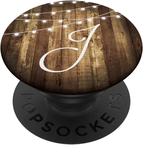 Miniatura 6 de J Monogram Letra rústica de grano de madera con nombre inicial PopSockets MagSafe PopGrip para iPhone