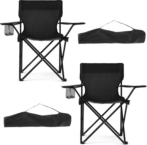 Miniatura 8 de Paquete de 4 sillas de camping ligeras, sillas plegables para el césped, sillas de playa al aire libre con portavasos y bolsa de transporte