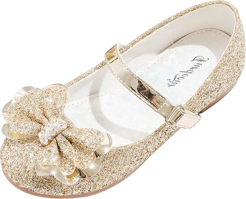 Furdeour - Zapatos de vestir para niñas tipo Mary Jane, boda, fiesta, damas de honor, zapatos con brillantina, princesa, ballet, zapatos planos para