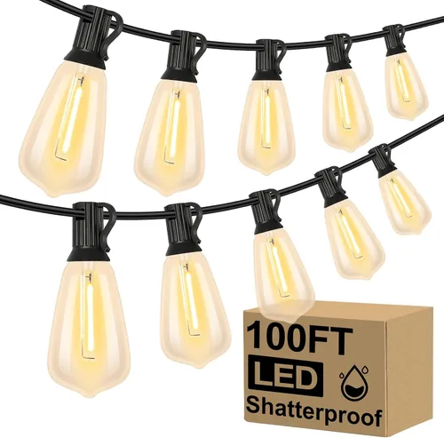 Miniatura 12 de Brightever Luces de Cadena para Exteriores de 25 Pies, Luces de Patio ST38 con 13 Bombillas Edison, Luces Colgantes Impermeables Conectables