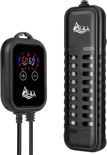 AQQA Calentador de acuario, calentador de pecera de 1000 W, calentador sumergible de peces Betta para acuario, termostato para agua dulce y salada
