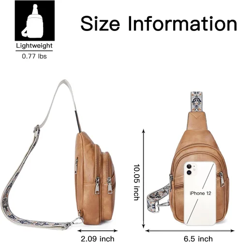 Miniatura 13 de Telena Bolso bandolera para mujer, bolso cruzado para mujer, cangurera de cuero vegano con correa ajustable