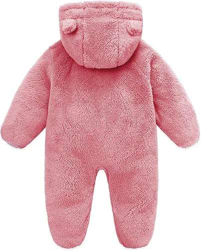 Miniatura 2 de FEOYA Mameluco de invierno para recién nacido, con capucha, de oso, con cremallera, resistente al viento, 0-18 meses