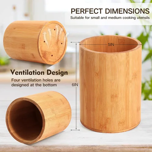Miniatura 2 de Soporte de bambú para utensilios de cocina, soporte grande para encimera de cocina, cuchara de bambú y soporte para palillos para decoración