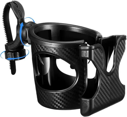 Wonderjune 1 soporte para tazas de carrito con soporte para teléfono, accesorios ajustables 2 en 1 para reposabrazos de asiento delantero y trasero