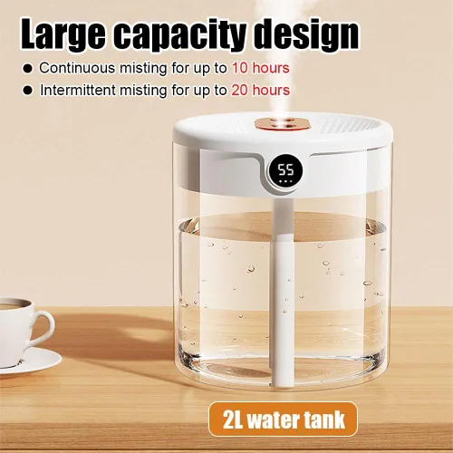 Miniatura 6 de Humidificador, humidificador de escritorio personal USB de 2L con luz nocturna, boquilla doble, humidificador de aire silencioso para el hogar