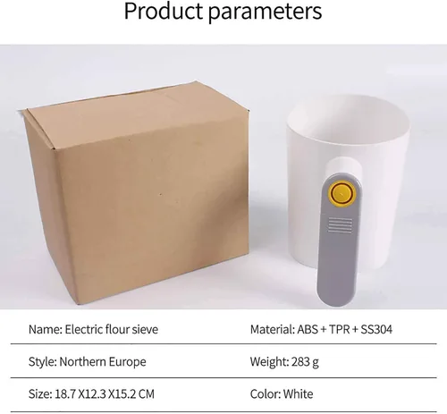 Miniatura 9 de Tamiz eléctrico de harina para hornear, tamiz de 4 tazas con malla fina de acero inoxidable, mango de mano para apretar, fácil de limpiar, tamiz