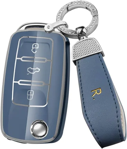Miniatura 11 de ontto Funda para llave de coche para Volkswagen Jetta Beetle, Tiguan Passat Golf MK6 Polo Morado, Púrpura