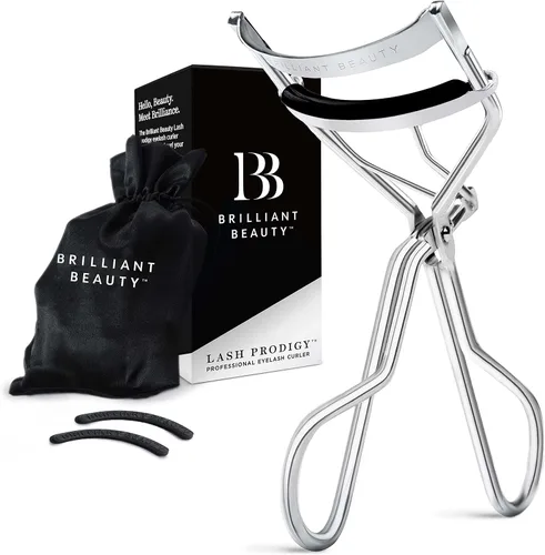Miniatura 7 de Brilliant Beauty - Rizador de pestañas, bolsa de satén y almohadillas de repuesto, color dorado Pestañas rizadas dramáticamente, levantamiento