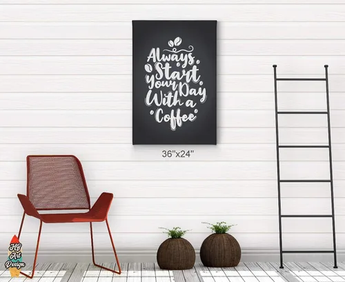 Miniatura 4 de HB Art Design Always Start Your Day With a Coffee Quote Canvas Print Wall Art Coffee Bar Decor Coffee Signs Kitchen Wall Decor Dining Room