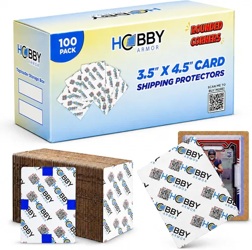Hobby Armor - Paquete de 100 protectores de envío de tarjetas coleccionables de 3.5 x 4.5 pulgadas con esquinas redondeadas, protector de tarjetas