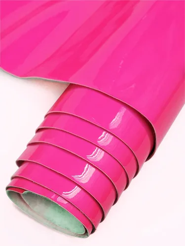 Tela de cuero sintético de poliuretano termoplástico de vinilo neón brillante patentado, 52 pulgadas de ancho, vendido por The Yard (patente, rosa