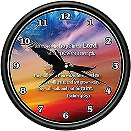 SignMission Isaías 40:31 Reloj de pared con versículo bíblico Esperanza en el Señor Renovar Fuerza Regalo de la Iglesia